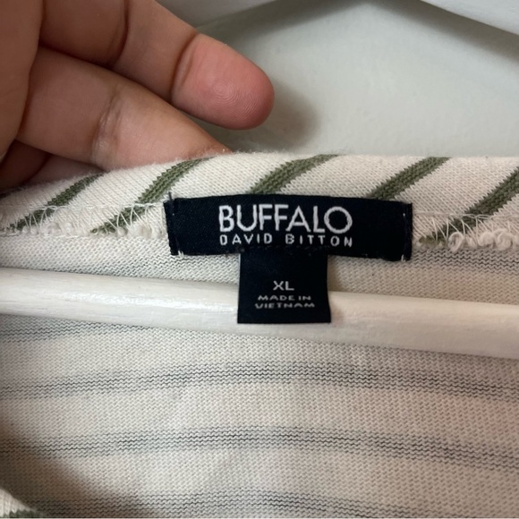 Buffalo David Bitton Midi Green and Cream Striped T-Shirt Dress XL - Picture 4 of 7